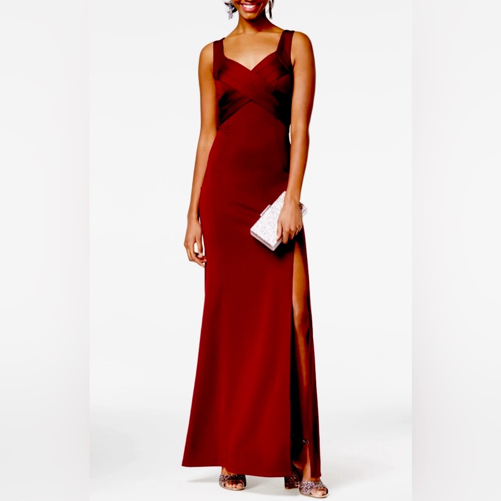 Burgundy evening gown